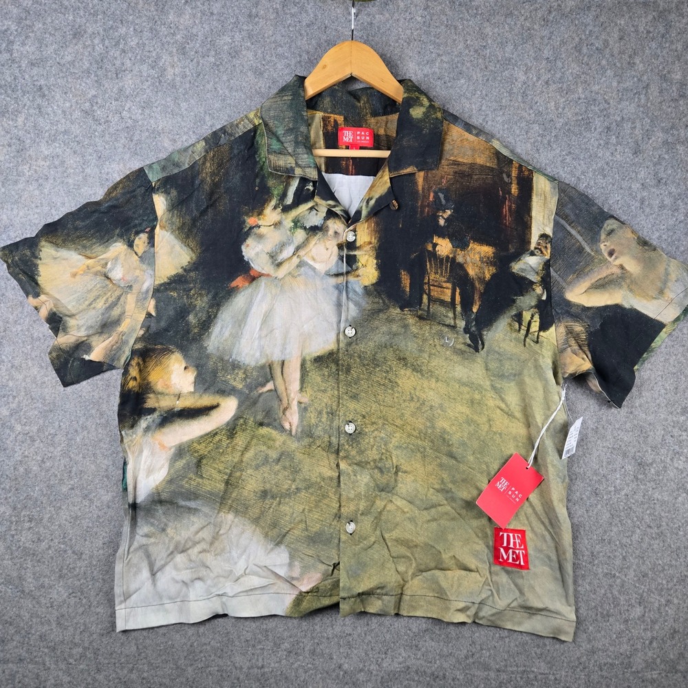 PacSun The Met Shirt Mens Large Degas Dancers Art History Camp Button Up NEW